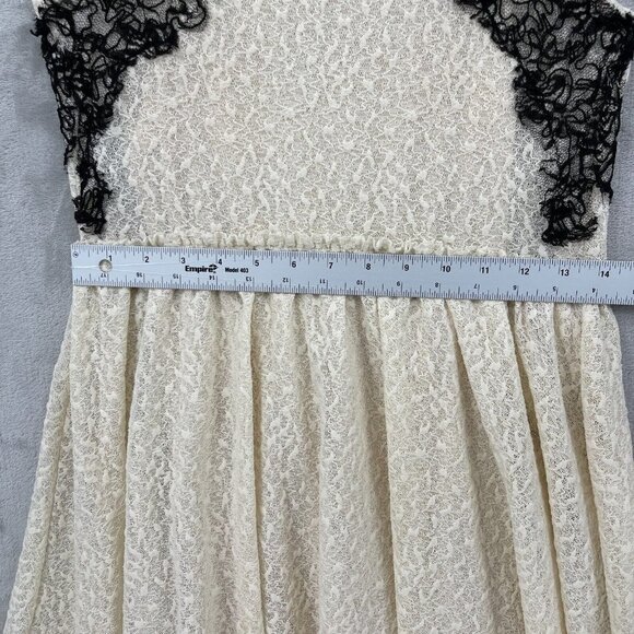 Free People Cream Black Lace Fit & Flare Mini Dress Keyhole Back - Picture 14 of 15